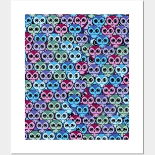 Cute Kawaii Owl Pattern Posters and Art